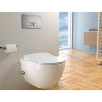 Bide Tuvalet Design ophang wc met sproeier (Bidet) Rimfree 51cm incl. Zitting flat softclosing