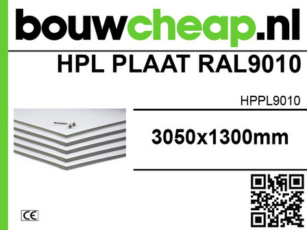 HPL plaat 6mm RAL9010 wit