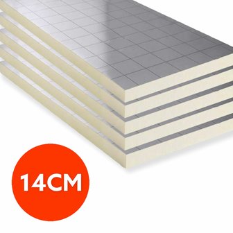 PIR Isolatieplaat  RD: 6,35 2 zijdig aluminium recht 1,2M x 0,6M x 140MM