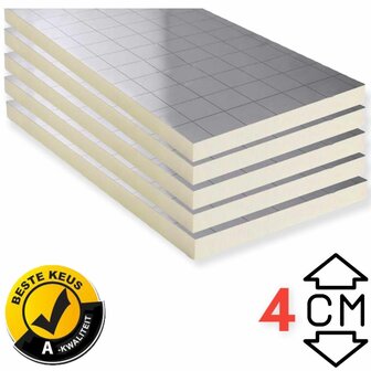 PIR Isolatieplaat RD: 1.80 2 zijdig aluminium kantig 1,2M x 0,6M x 40MM