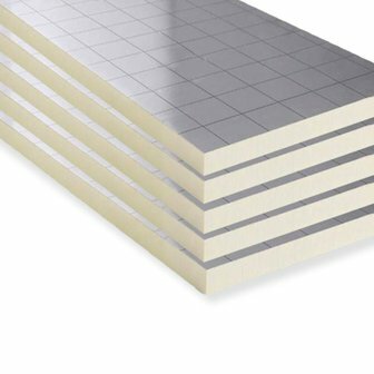 PIR Isolatieplaat RD: 1.80 2 zijdig aluminium kantig 1,2M x 0,6M x 40MM