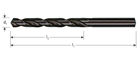 Metaalboor afmetingen (d1: 6.0 mm, l1: 93, mm, l2: 57 mm)