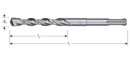 Hamerboor  afmetingen (d1: 14.0 mm, l1: 210, mm, l2: 160 mm)