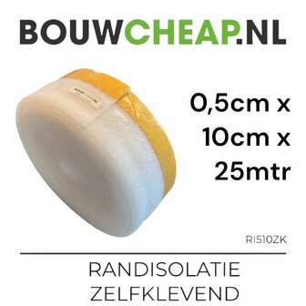 Randisolatie Zelfklevend 5 mm 10 cm x 25mtr 