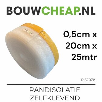 Randisolatie Zelfklevend 5 mm 20 cm x 25mtr 