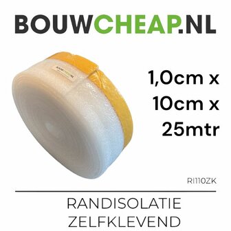 Randisolatie Zelfklevend 10 mm 10cm x 25mtr 