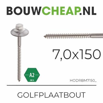 RVS Golfplaatbouten H3S set M7x 150