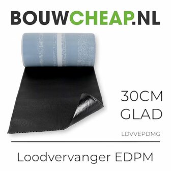 Loodvervanger zwart EPDM glad 30cm x 5 mtr