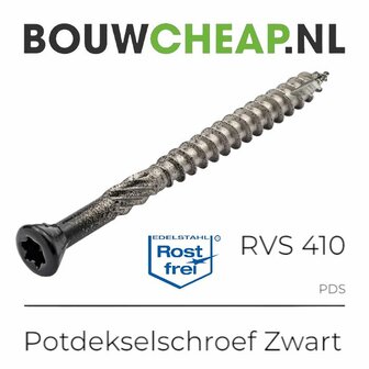 RVS 410 Potdekselschroeven 5.0x80mm Zwart - 100 stuks