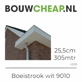 Boeistroken 6mm wit RAL 9010 25,5cm x 3,05 ( 10 gratis schroeven in kleur)