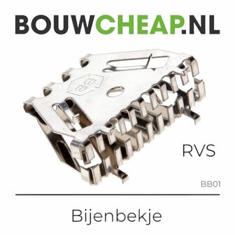 10 ST. Bijenbekjes stootvoegrooster RVS 50mm