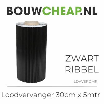 Loodvervanger zwart EPDM geribbeld 30cm x 5 mtr