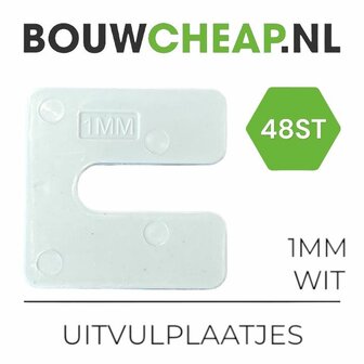 Uitvulplaatjes 1mm Wit - PP-zak 48 stuks