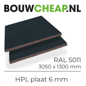 HPL plaat 6 mm Ral5011 Staalblauw