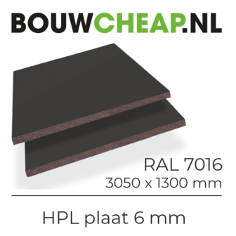 HPL Plaat Exterieur - Antracietgrijs RAL 7016 - 6mm - 1300 x 3050mm