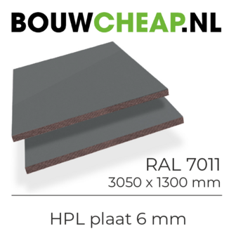 HPL Plaat Exterieur - Ijzergrijs RAL 7011 - 6mm - 1300 x 3050mm