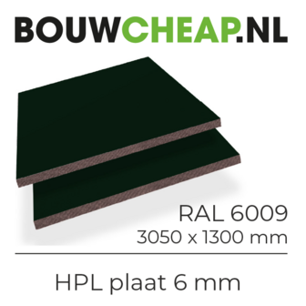 HPL Plaat Exterieur - Dennengroen RAL 6009  - 6mm - 1300 x 3050mm
