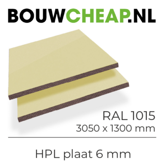 HPL Plaat Exterieur - Ivoor RAL 1015 - 6mm - 1300 x 3050mm