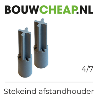 Witte kunststof afstandhouder met een cilindrische vorm en een open achterkant. Bevat branding aan de zijkant.