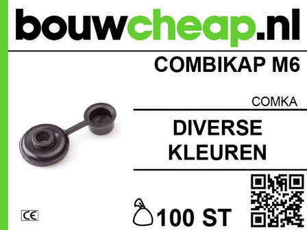 Zwarte combikap M6 van kunststof met een opening aan de zijkant, te vinden op de website van Bouwcheap.