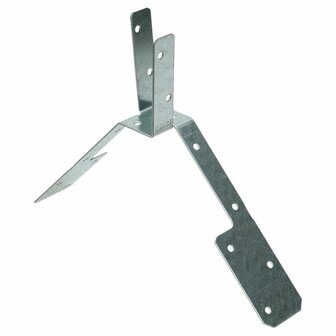 Glanzende metalen hoekbeugel met drie armen en meerdere gaten voor bevestiging, ontworpen voor stevige structurele ondersteuning.