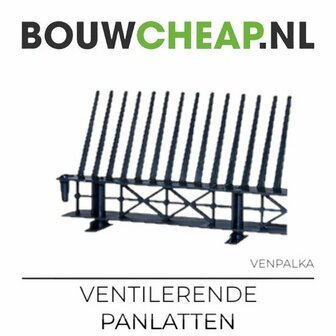 Zwarte ventilatierooster met meerdere verticale lamellen, ontworpen voor luchtcirculatie in constructies.