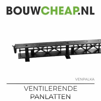 Zwarte ventilatielatten met een geperforeerd ontwerp, geschikt voor ventilatie in bouwconstructies.