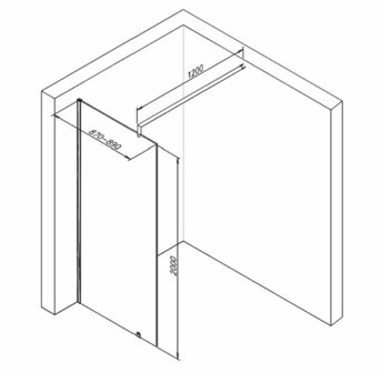 Technische tekening van een deur. Lichtgrijze kleuren, met afmetingen in zwarte inkt en een strakke, moderne uitstraling.