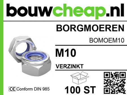 Borgmoeren met blauwe ring, verzinkt, in een verpakkingsontwerp met een QR-code en informatie over het product.