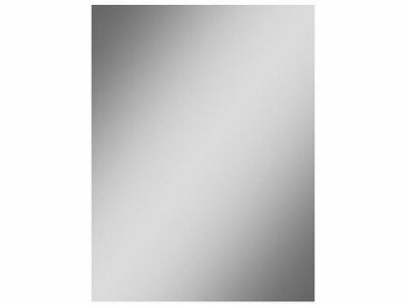 Groot, rechthoekig spiegeloppervlak met een gladde, reflecterende afwerking en een neutrale, witte rand.