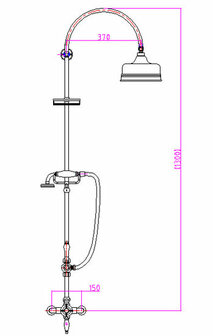 Een strakke, metalen regendouche met een klassieke uitstraling, afgewerkt in geborsteld chroom en een ronde douchestraal.