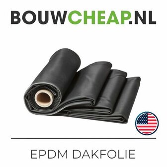 Zwarte EPDM dakfolie opgerold met een duidelijke rol en een kartonnen binnenkern.