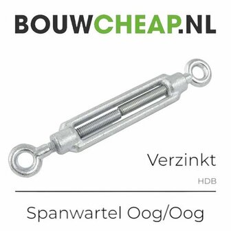 Verzinkt spanwartel met oog aan beide uiteinden en een middelste schroefdraad voor verstelbaarheid.