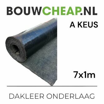Zwarte dakleer onderlaag van 7x1 meter, opgerold met een lichtgewicht en gladde textuur.