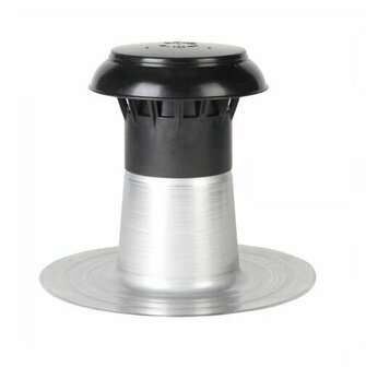 Zwarte ventilator met metalen schijf en gematteerde afwerking, ontworpen voor effici&euml;nte luchtcirculatie in een moderne stijl.