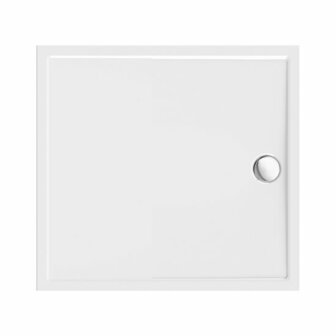 Witte paneel met een metalen knop aan de rechterkant, eenvoudig en strak van ontwerp.