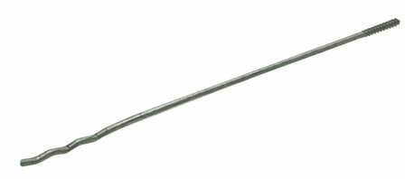 Dunne, metalen staaf met schroefdraad aan &eacute;&eacute;n uiteinde en een gebogen gedeelte aan de andere kant.
