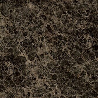 Donkere marmeren tekstuur met unieke, lichte aders en een gem&ecirc;leerd oppervlak in verschillende bruine en zwarte tinten.