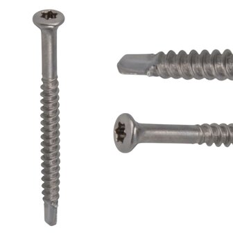 Glaslatschroeven RVS410 Blank - 3,2x35mm - Lenskop - Torx - 200 stuks