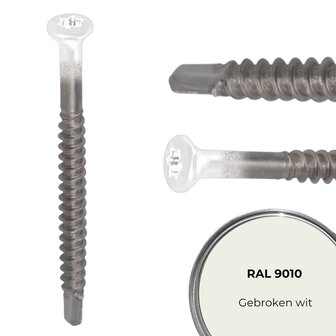 Glaslatschroeven RVS410 WIT - 3,2x35mm - Lenskop - Torx - 200 stuks