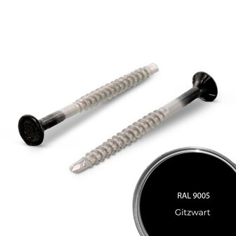 Rabatschroeven - RVS-A2 - 4,0x40mm - Zwart - 100 stuks