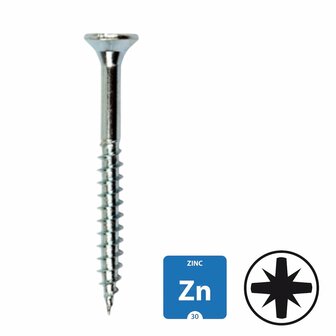 Spaanplaatschroeven - verzinkt- 5,0x120mm - Pozidrive - Deeldraad - 200 stuks