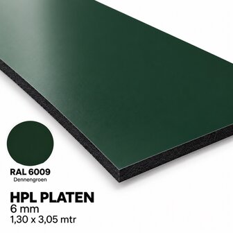 HPL Plaat Exterieur - Dennengroen RAL 6009  - 6mm - 1300 x 3050mm