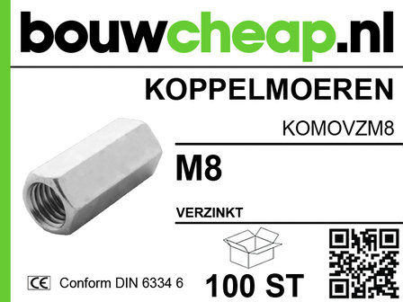 Koppelmoer M8 DIN 6334 6