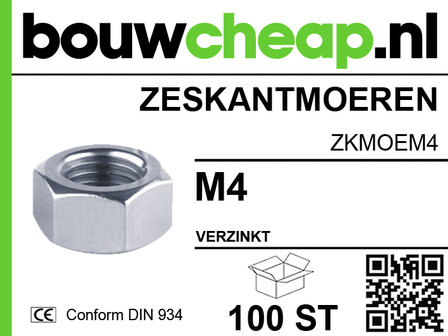 Zeskantmoer M4 DIN 934