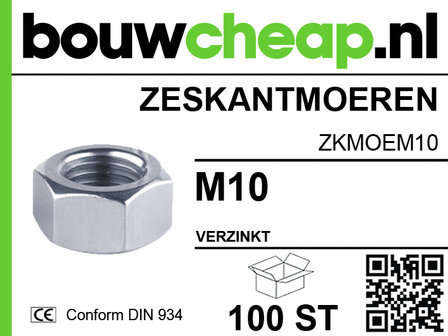 Zeskantmoer M10 DIN 934