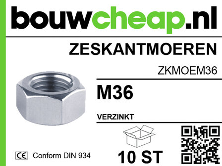 Zeskantmoer M36 DIN 934