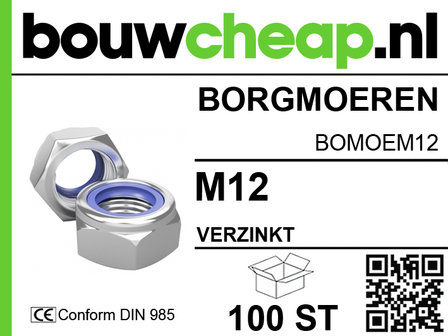 Borgmoer verzinkt M12 DIN 985