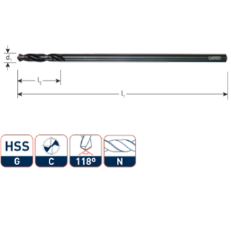 HSS-G Dakdekkersboor &Oslash; 5,0x150mm