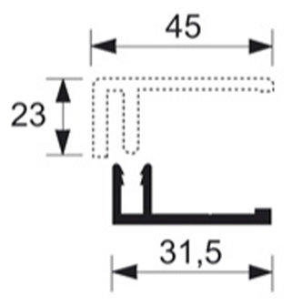 Basis eindprofiel Kunststof Rabat 400cm